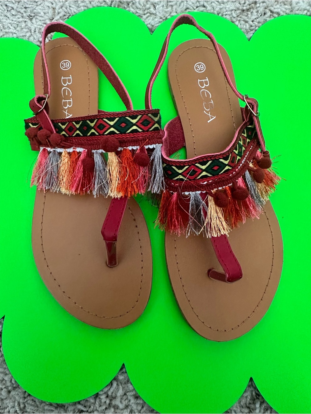 Women's Red Tassel Fringe Sandals